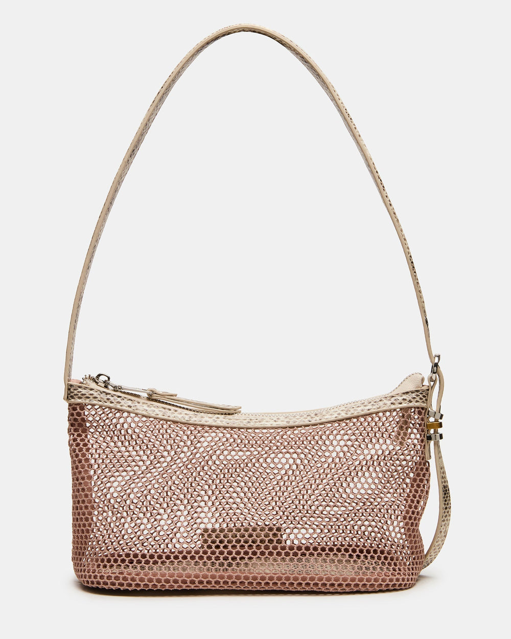 LUCIELL Blush Strap Mesh Structured Bottom Shoulder Handbag | Steve Madden