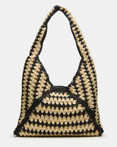 VOODOO Bag Black Linear Line Shoulder Strap Straw Tote Handbag | Steve Madden