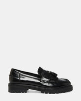 MINKA Black Leather Women's Platform Lug Sole Loafer | Steve Madden