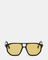 DEMSON Black Frame Aviator Yellow Lens Sunglasses | Steve Madden