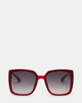 MALERIE Red Frame Square Grey Gradient Lens Sunglasses | Steve Madden