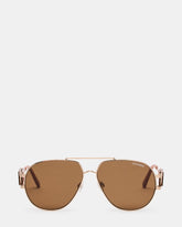 ROWAN Gold Frame Aviator Brown Lens Sunglasses | Steve Madden