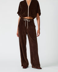 VELOUR TRACK PANT DARK ESPRESSO