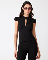 KEYHOLE Black Cut-Out Women's Top | Steve Madden
