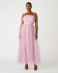 Tiered Dawn Pink Tulle Maxi Women's Prom Dress | Steve Madden