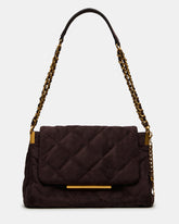 COLETTE Chocolate Quilted Chain Shoulder Handbag | Steve Madden