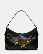 LIANNA Black Slouchy Bag Charms Shoulder Handbag | Steve Madden