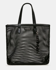 MISHA Black Mesh Beaded Bag Charm Tote Handbag | Steve Madden