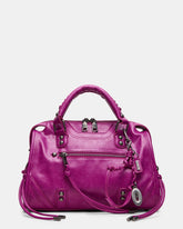 RIGGS Fuchsia Slouchy Top-Handle Crossbody Satchel Handbag | Steve Madden