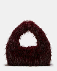 SAGA Bag Dark Cherry Faux Fur Shoulder Handbag | Steve Madden