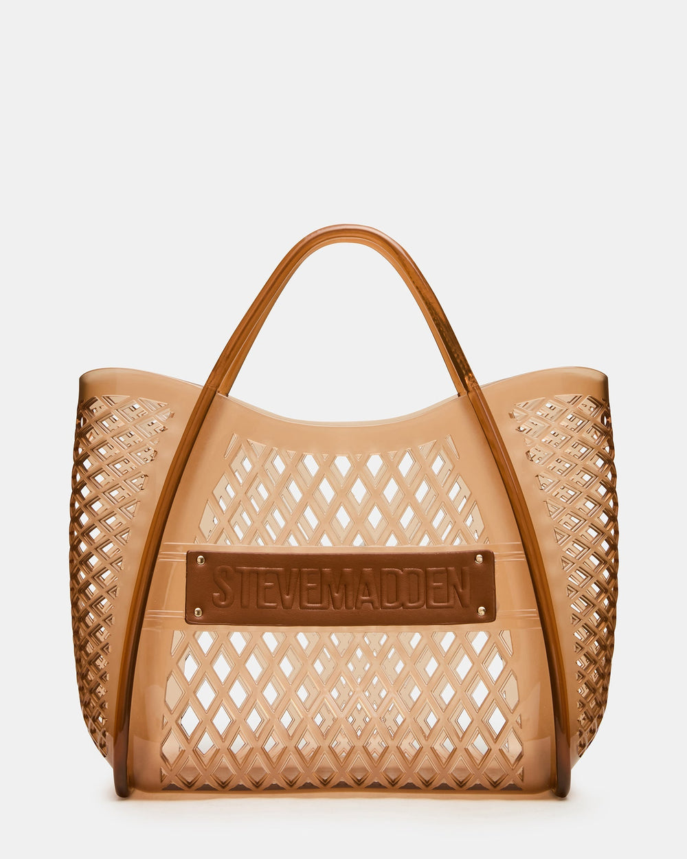 SUMMER Bag Tan Caged Jelly Top-Handle Tote Handbag | Steve Madden