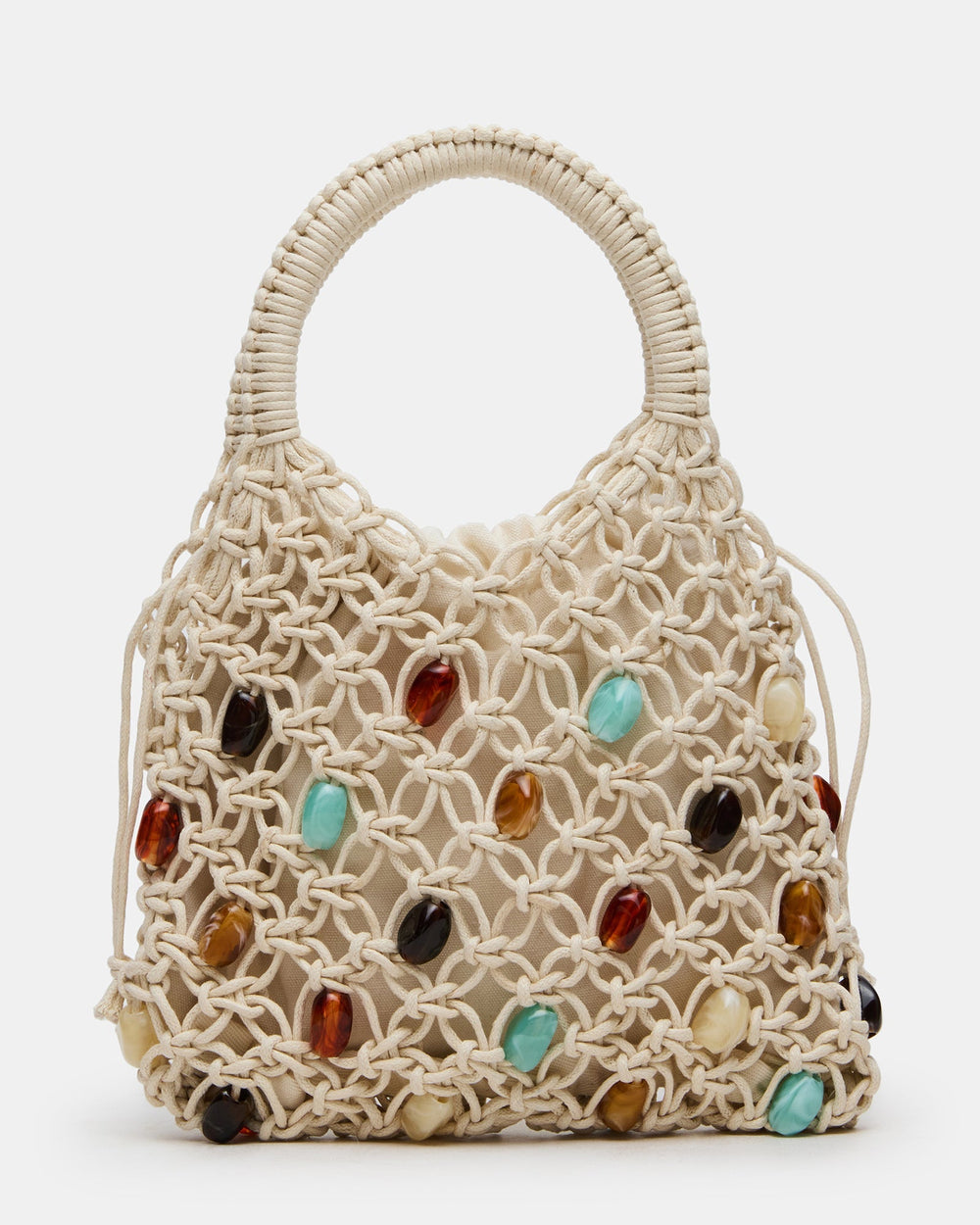 TILDA Multi Beaded Crochet Drawstring Top Handle Handbag | Steve Madden