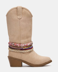 Kids' EMBER Sand Cowgirl Scarf Block Heel Girls' Boot | Steve Madden