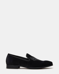 FINN Black Velvet Rhinestone Fox Head Design Slip-On Men's Loafer | Steve Madden