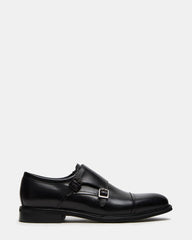 HARAN Black Leather Men's Buckle Strap Dress Shoe | Steve Madden