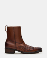 SANTANA Brown Leather Western Men's Ankle Boot | Steve Madden