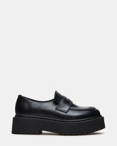 BERKSHIRE Black Leather Platform Lug Women's Penny Loafer | Steve Madden