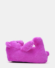 BUDDIES Fuchsia Slip-On Faux Fur Bear Women's Flats | Steve Madden