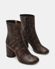 CARO Brown Distressed Tabi Split-Toe Block Heel Women's Ankle Boot | Steve Madden