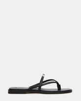 CATALINA Black Leather Thong Square-Toe Women's Sandal | Steve Madden