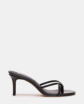 CLARI Black Leather Strappy Thong Women's Kitten Heel | Steve Madden