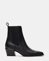 DAXEN Black Leather Chelsea Square-Toe Women's Ankle Boot | Steve Madden
