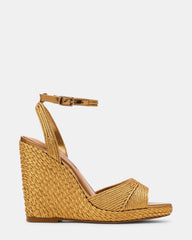 DEVIN Bronze Raffia Espadrille Wedge Women's Sandal | Steve Madden
