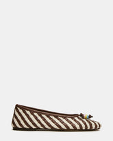DIVY White/Brown Leather Woven Bow Ballet Round-Toe Women's Flat | Steve Madden