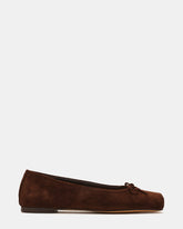 ELEVE Chocolate Brown Suede Ballet Square-Toe Women's Flat | Steve Madden