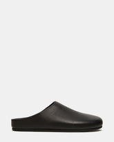 FERN Black Leather Mule Slip-On Round-Toe Women's Flat | Steve Madden