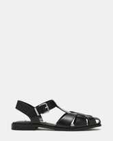 FISK Black Leather Caged Fisherman Women's Flat | Steve Madden