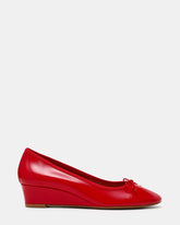 KLUTZY Red Patent Ballet Wedge Bow Round-Toe Women's Heel | Steve Madden