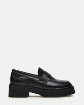 LAYKEN Black Leather Platform Lug Women's Loafer | Steve Madden