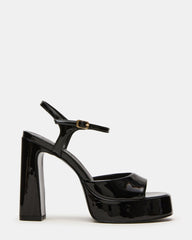 LIANDRA Black Patent Women's Platform Square-Toe Strappy Heel | Steve Madden