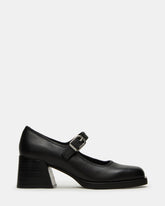 LISBON Black Leather Square-Toe Mary Jane Women's Loafer | Steve Madden