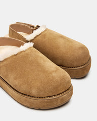 MELLOW FAUX FUR COGNAC SUEDE