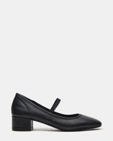MURAL Black Leather Mary Jane Block Heel Square-Toe Women's Heel | Steve Madden