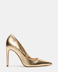 NOIR Gold Leather Pointed-Toe Stiletto Pump Women's Heels | Steve Madden