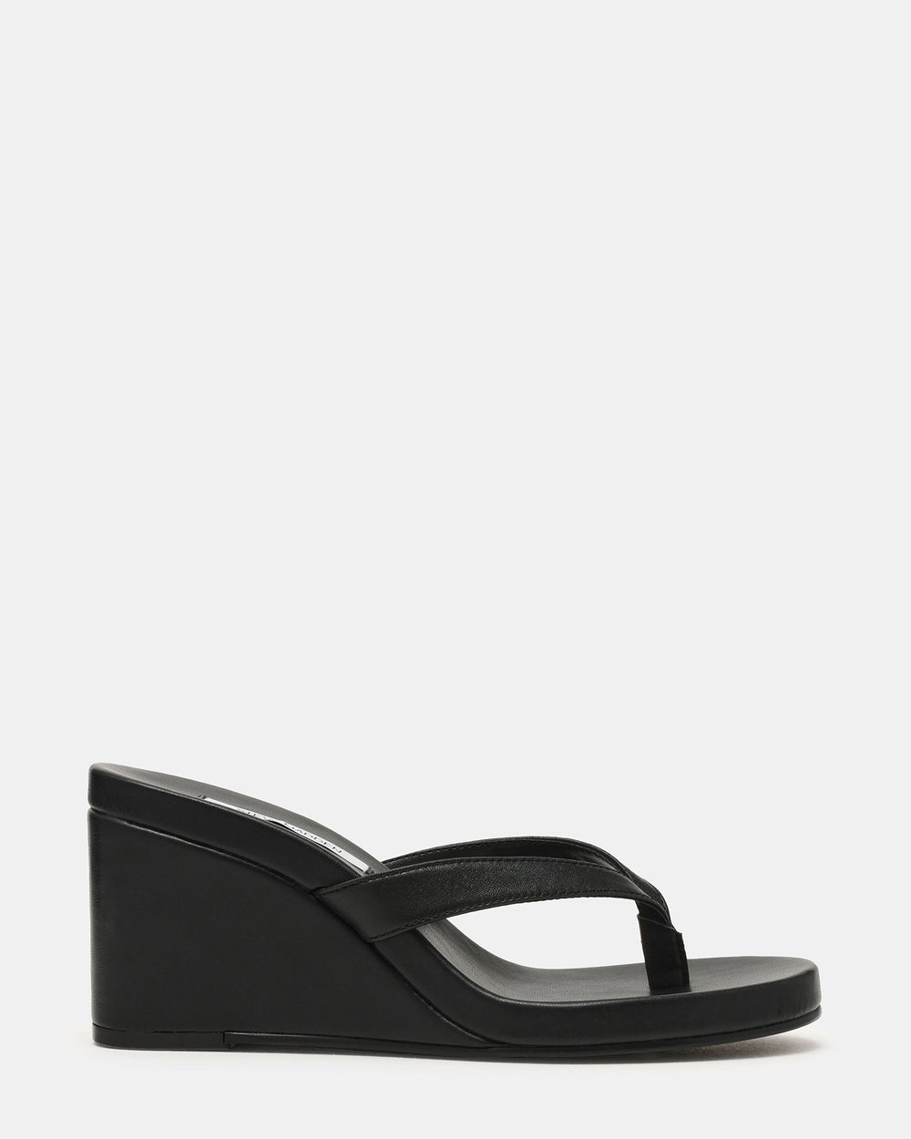 PLAYING Black Leather Thong Wedge Women's Sandal | Steve Madden
