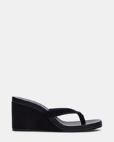 PLAYING Black Suede Thong Wedge Women's Sandal | Steve Madden