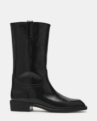 PRIMO Black Leather Square-Toe Women's Boot | Steve Madden