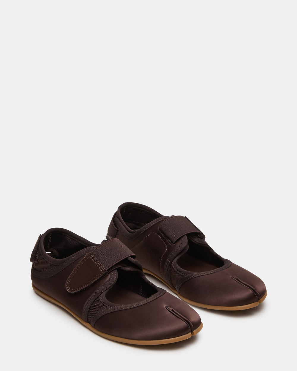RAPID Brown Satin Tabi Ballet Velcro Mary Jane Women's Sneaker | Steve Madden