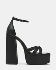 RETRO Black Leather Open-Toe Block Heel Platform Women's Heel | Steve Madden