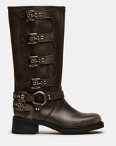 ROCKY Brown Distressed Wide Calf Knee-High Moto Women's Boot | Steve Madden