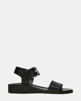 VAEDA Black Leather Wedge Women's Sandal | Steve Madden