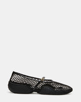VICKEE Black Mesh Mary Jane Buckle Chunky Sole Women's Ballet Sneaker | Steve Madden