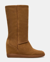 WOODSIDE Chestnut Suede Fold-Over Wedge Women's Boot | Steve Madden