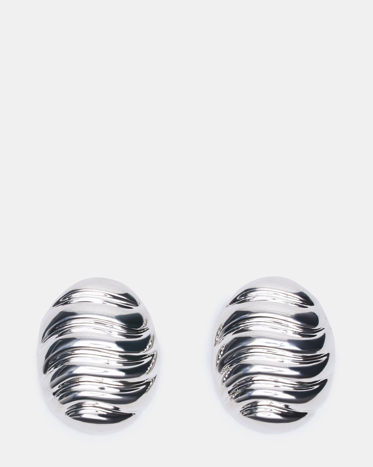 GROOVED CIRCULAR STUD EARRINGS SILVER Women's Sculpted Grooved Stud Earrings | Steve Madden