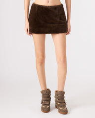 AVIVA FAUX FUR SKIRT DARK ESPRESSO