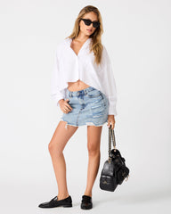 GIANA Vintage Blue Distressed Denim Women's Mini Skirt | Steve Madden